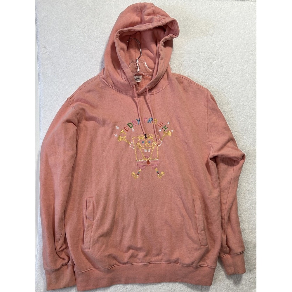 Teddy Fresh Spongebob Mens Size L Pink Long Sleeve 2020 Collab Pullover Hoodie